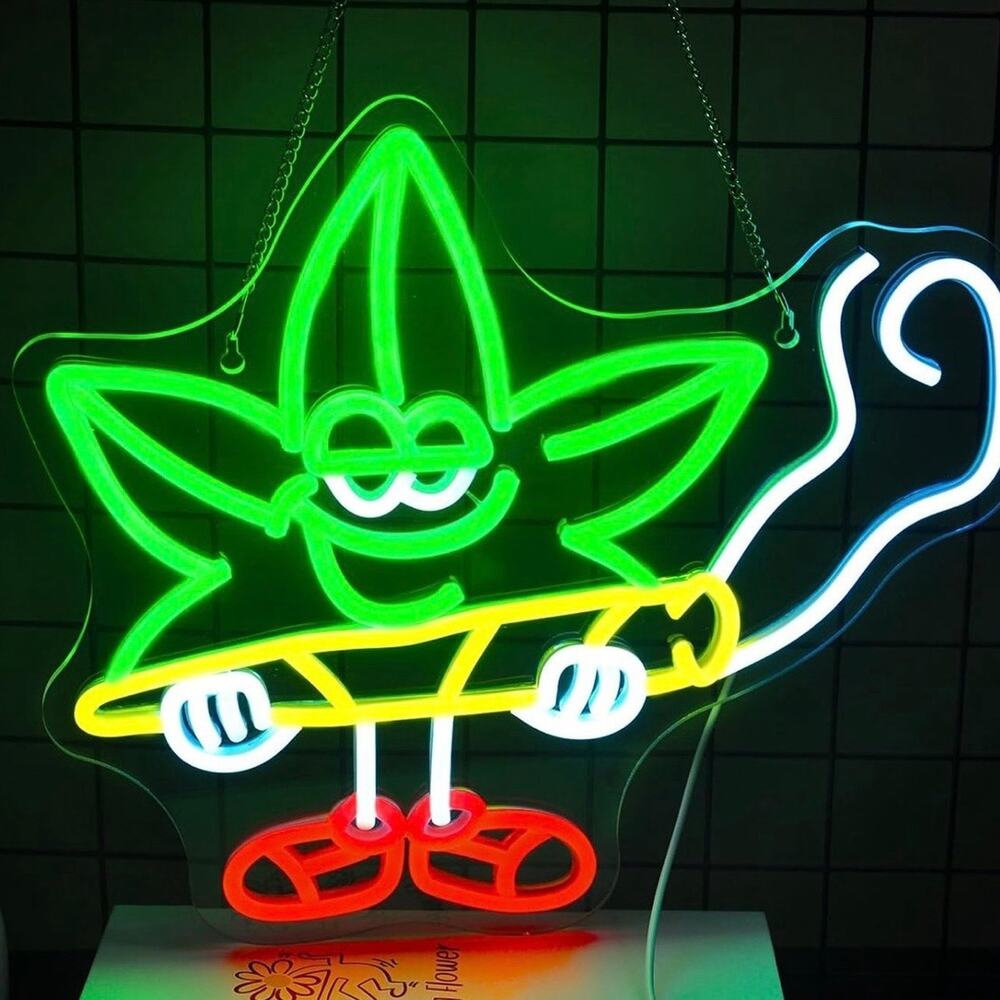 Leaf Ciggar Neon Sign Funny Night Light Room Wall Decoration